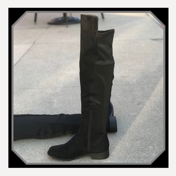 Soda Shoes Twisty Black Suede Over Knee Boot 7.5 - Picture 3 of 8